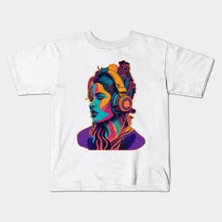 Girl with headphones - Abstract art Kids T-Shirt